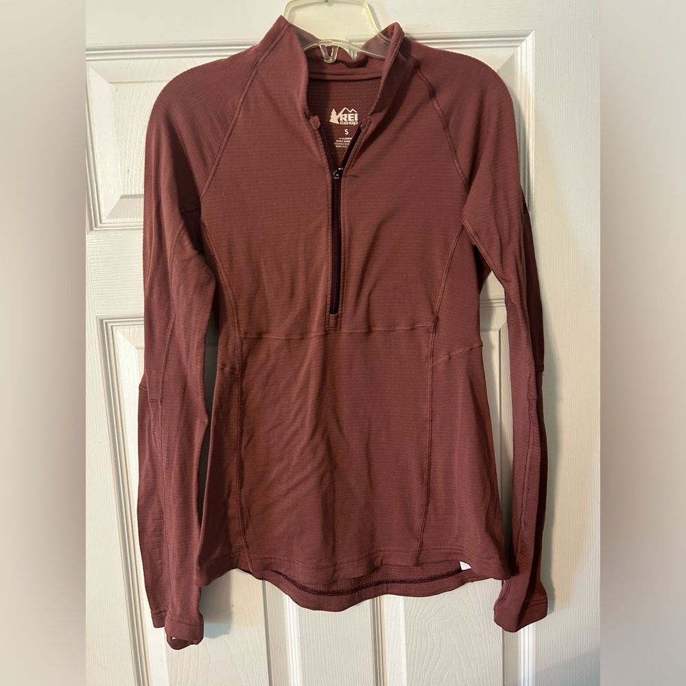 REI Co-Op‎ Women's Maroon Small Long Sleeve Quarter-Zip Top Lightweight